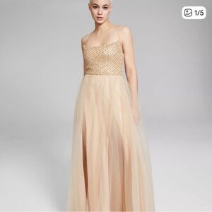 Elegant Beige Tulle Prom Dress